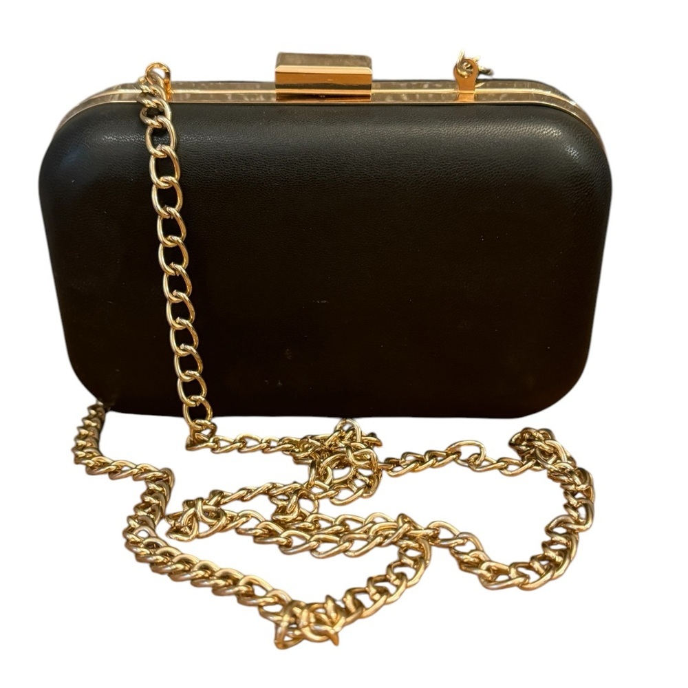 a new day hard case clutch with gold chain